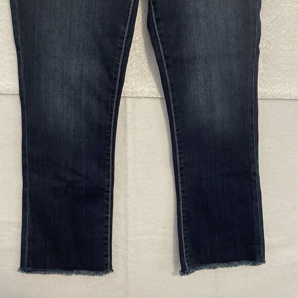 Seven7 Fashion Jeans Size 6 Blue Dark Wash Denim Stretch Straight Crop Raw Hem - Picture 4 of 11